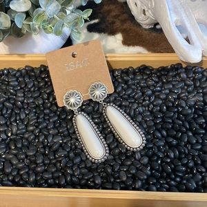 Large 3 inch long White Turquoise Navajo /Cowgirl Earrings